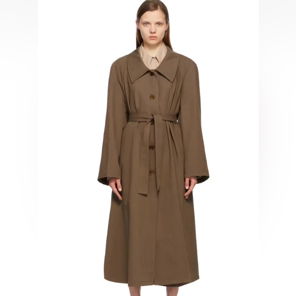 Lemaire linen brown trench coat oversized look